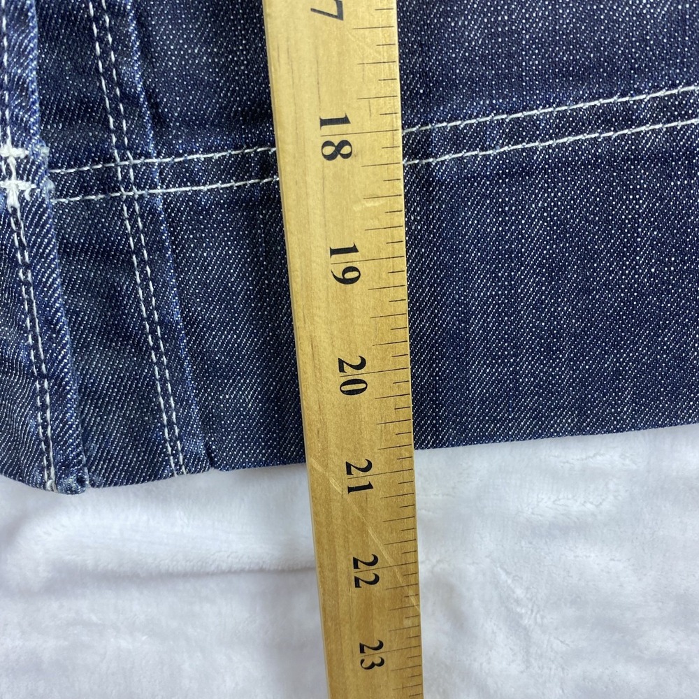 Boden Denim Skirt Sz 10R Blue Knee Length Button Front Pockets - Picture 8 of 11